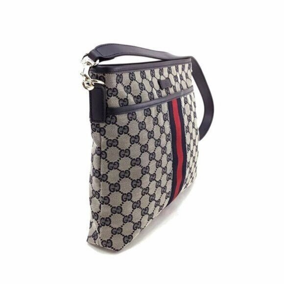Authentic Gucci GG Supreme Ophidia Sherry Line Crossbody Bag Web Canvas Navy Tan - Picture 5 of 14
